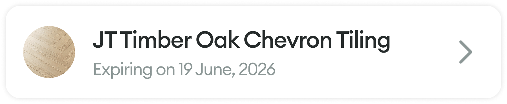 JT Timber Oak Chevron Tiling — expiring 19 June, 2026